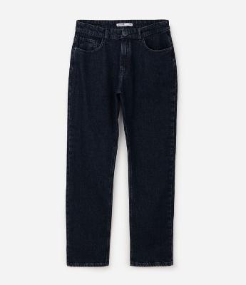 Calça Reta em Jeans com Lavagem Escura