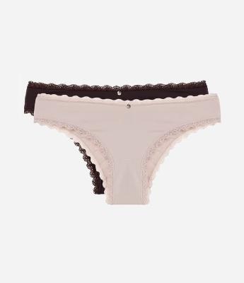 Kit 02 Calcinhas Biquíni Empina Bumbum Detalhe em Renda