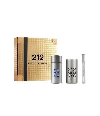 Kit Carolina Herrera 212 Men NYC EDT 100 ml + Desodorante Stick 75 ml + Travel Size 10 ml
