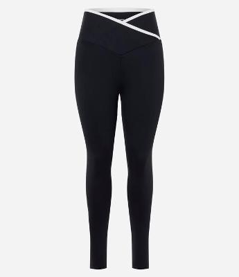 Calça Legging Esportiva com Cós Transpassado e Viés Contrastante