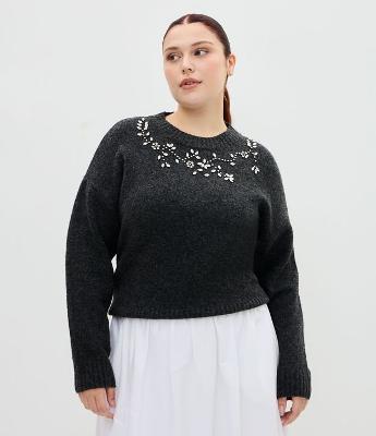 Suéter Amplo em Tricô com Pedraria Curve & Plus Size
