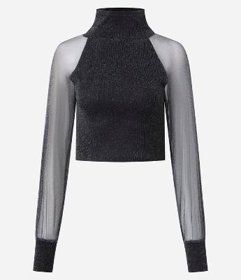 Blusa em Tricô Metalizado com Gola Alta