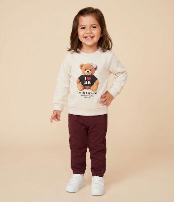 Casaco Infantil em Moletom com Estampa Ursinho – Tam 1 a 6 Anos