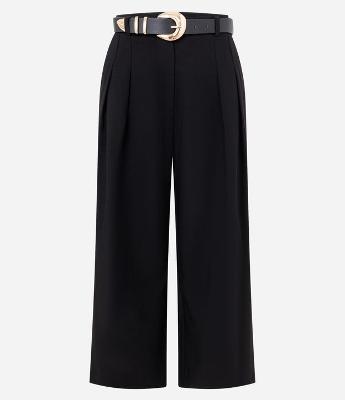 Calça Cropped Alfaiatada com Cinto em PU