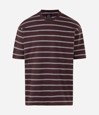 Camiseta Relaxed em Algodão com Estampa Listrada