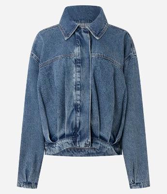 Jaqueta Jeans com Pregas Frontais e Posteriores