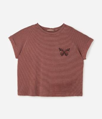 Blusa Manga Curta Fio Tinto com Bordado Floral Curve & Plus Size