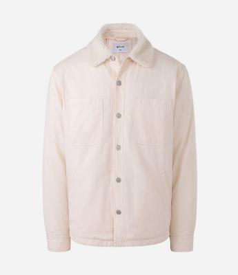 Jaqueta Masculina Oversized Sarja com Gola de Sherpa