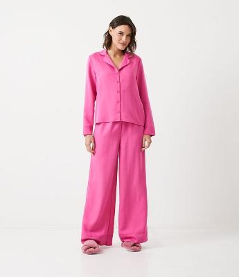 Pijama Americano Longo em Viscose sem Estampa