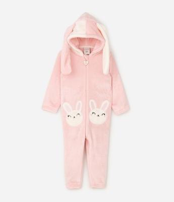 Pijama Jumper Infantil Coelhinha com Orelhas no Capuz – Tam 2 a 8 Anos