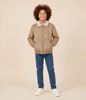 Jaqueta Bomber Infantil em Suede com Sherpa Interno – Tam 5 a 14 Anos