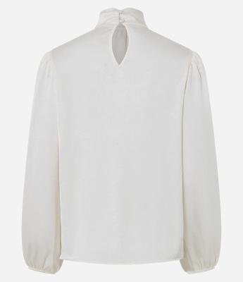Camisa com Gola Laço e Mangas Longas Amplas