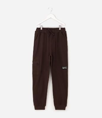 Calça Infantil Jogger em Moletom com Bolso Cargo – Tam 5 a 14 Anos