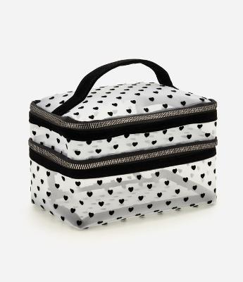 Necessaire com Estampa de Coração e Alça de Mão