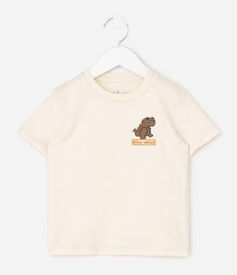 Camiseta Infantil com Bordado de Dinossauro  – Tam 1 a 6 Anos