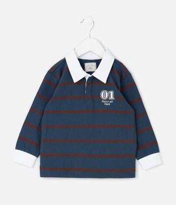 Camisa Polo Infantil Listras com Bordado – Tam 1 a 6 Anos