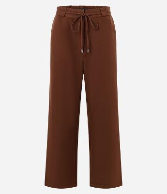 Calça Alfaiatada Wide em Crepe com Cós Elástico