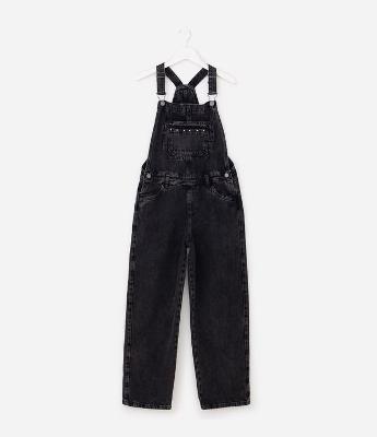 Macacão Infantil em Jeans com Alças Ajustáveis – Tam 7 a 16 Anos