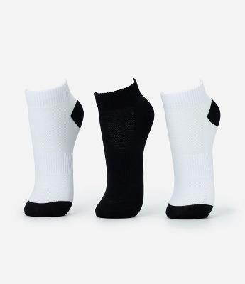 Kit 03 Pares de Meia Cano Baixo Esportivas em Poliamida com Listras