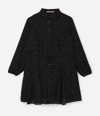 Vestido Chemise Poá com Cinto Curve & Plus Size