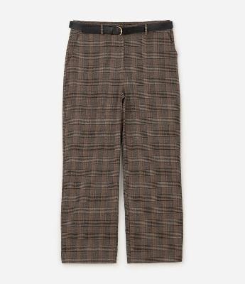 Calça Alfaiatada Xadrez com Cinto Curve & Plus Size