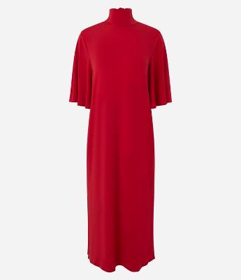 Vestido Reto com Manga Morcego e Amarração no Decote