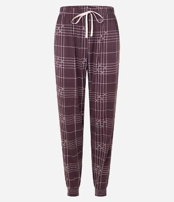 Calça de Pijama em Peach Touch com Estampa Xadrez