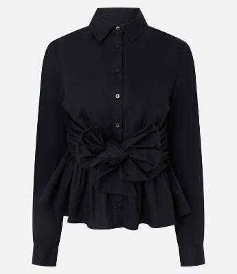 Camisa Peplum em Tricoline com Amarração em Laço na Cintura