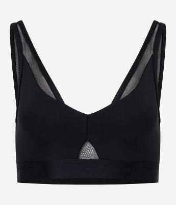 Top Esportivo Microfibra com Detalhe em Tule