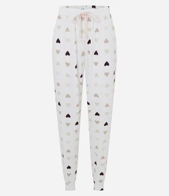 Calça de Pijama em Peach Touch com Estampa de Coração