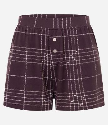 Short de Pijama em Peach Touch com Estampa Xadrez