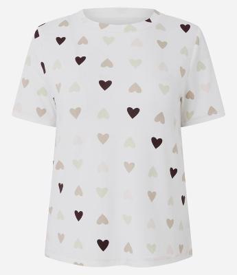 Blusa de Pijama em Peach Touch com Estampa de Coração