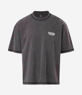 Camiseta Boxy em Algodão com Costura Contrastante e Lettering