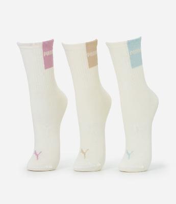 Kit 03 Pares de Meia Cano Médio Esportivas em Algodão com Estampa Puma