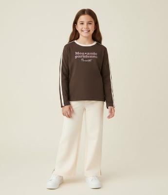 Camiseta Infantil com Lettering e Friso Lateral – Tam 5 a 14 Anos