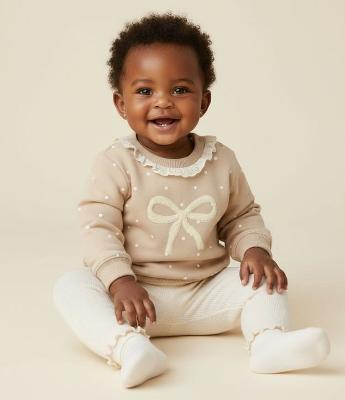 Conjunto Infantil com Estampa Poá e Laço – Tam 0 a 18 Meses