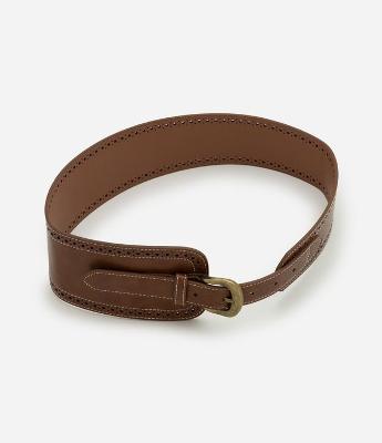 Cinto Largo em PU com Fivela Ouro Envelhecido