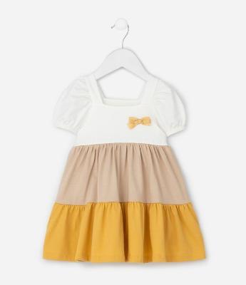 Vestido Infantil com Recortes Marias e Laço – Tam 0 a 18 Meses
