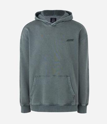 Casaco Masculino Moletom Acid Wash Verde Boxy com Capuz