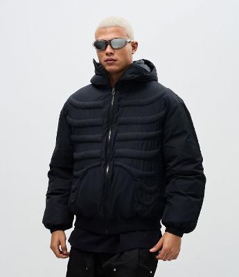 Jaqueta Puffer com Textura de Esqueleto