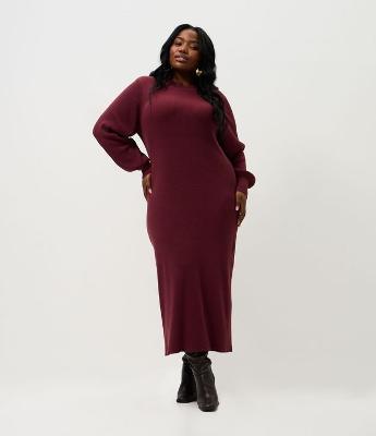 Vestido Midi em Tricô com Manga Bufante Curve & Plus Size