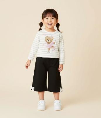 Camiseta Slim Infantil Listrada com Estampa Ursa Bailarina – Tam 1 a 6 Anos