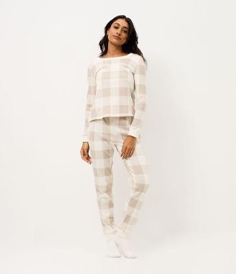 Pijama Longo Xadrez em Tricô Leve