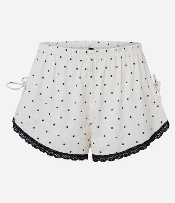 Short de Pijama em Cetim com Estampa Poá Renda e Laços