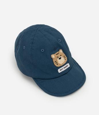 Boné Infantil em Sarja com Patch Tigre e Etiqueta Chenille – Tam U