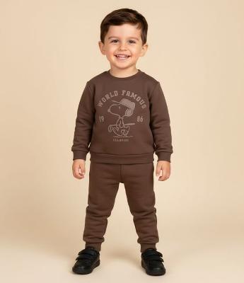 Conjunto Infantil em Moletom com Estampa Snoopy Bordado – Tam 2 a 6 Anos