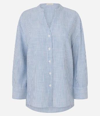 Camisa Oversized em Viscolinho com Estampa Listrada