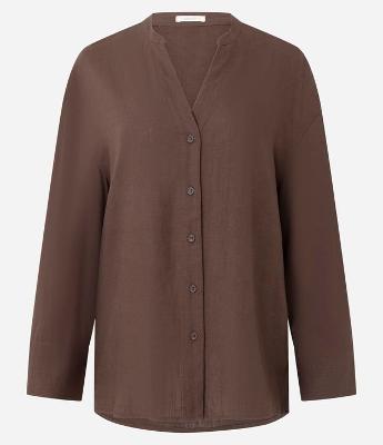 Camisa Oversized em Viscolinho com Gola Padre