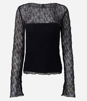 Blusa Manga Longa Texturizada com Manga Evasê e Transparência