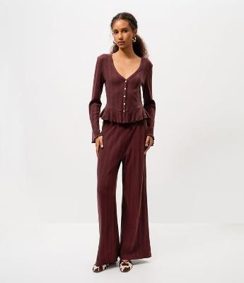 Calça Reta em Moletom Canelado
